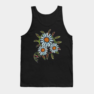 Bright daisy flowers with swirly leaves Tank Top